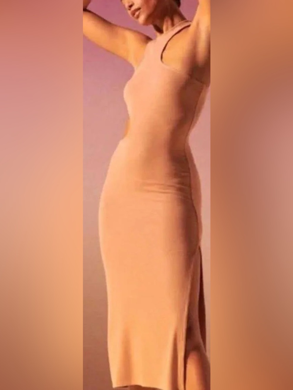 Asymmetrical Cutout Knit Midi Dress XSP